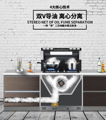 奧普集成灶圖片 煙灶套裝側吸下排式一體環保灶7F/7FD裝修效果圖